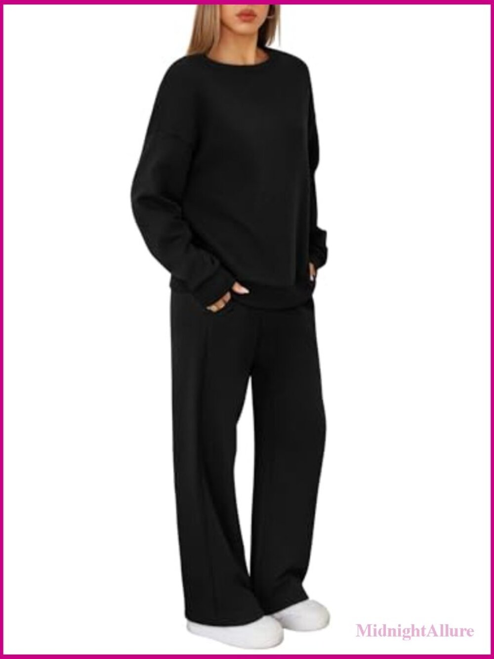 2 Piece Lounge Set - Oversized Sweatshirt & Wide Leg Sweatpants - Picture 3 of 7
